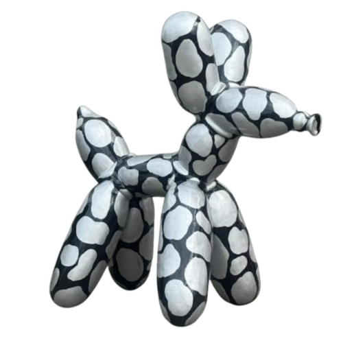 Statue Chien Ballon Prestige Sculpture - 70cm - Ecaille Argentée