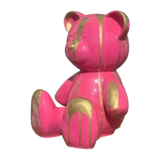 Statue Ours Prestige Sculpture - 35cm - Coulure Rose