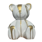Statue Ours Prestige Sculpture - 35cm - Coulure Blanc Dorée