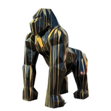Statue Gorille Origami Prestige Sculpture - 140cm - Coulure Dorée Noir
