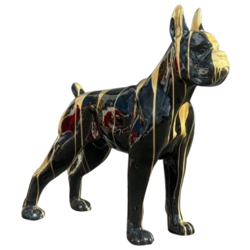 Statue Chien Boxer Prestige Sculpture - 110cm - Coulure Dorée