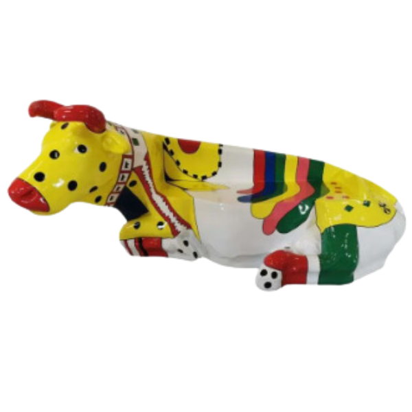 Statue Vache Banc Prestige Sculpture - 200cm - Gum