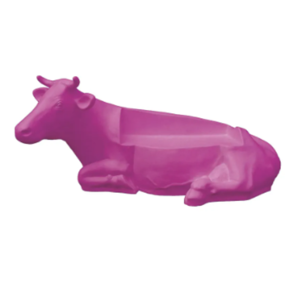 Statue Vache Banc Prestige Sculpture - 200cm - Rose