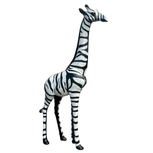 Statue Girafe Prestige Sculpture - 210cm - Noir & Blanc