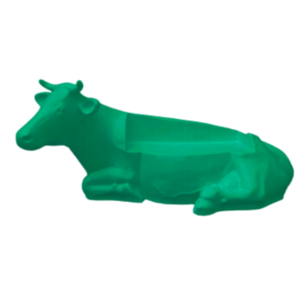 Statue Vache Banc Prestige Sculpture - 200cm - Vert