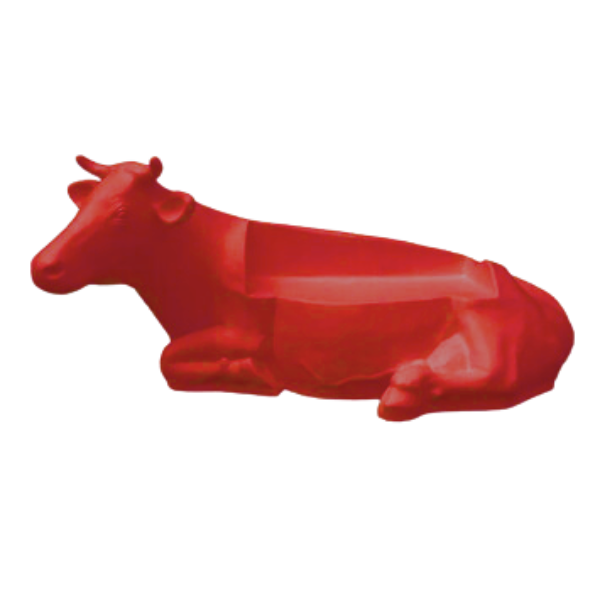 Statue Vache Banc Prestige Sculpture - 200cm - Rouge