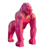 Statue Gorille Origami Prestige Sculpture - 140cm - Rose Coulure Or