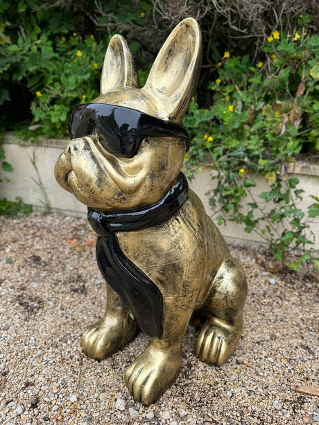 Statue Chien Bouledogue Francais Prestige Sculpture - 120cm - Bronze