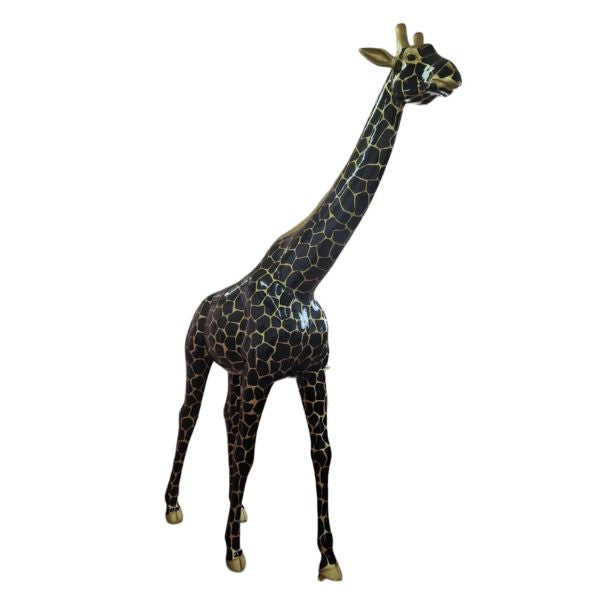 Statue Girafe Prestige Sculpture - 320cm - Mix Noir Doré