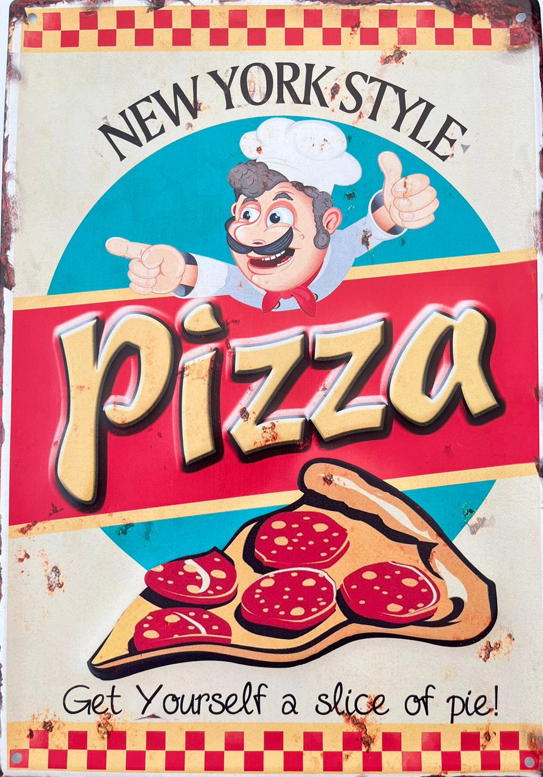 PLAQUE MÉTAL PIZZA 30X40 CM - PLAQUE DECORATIVE