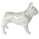 Statue Chien Bouledogue Francais Animaux Resine - 90cm - Graffiti Blanc - ANIMAUX-RESINE.FR